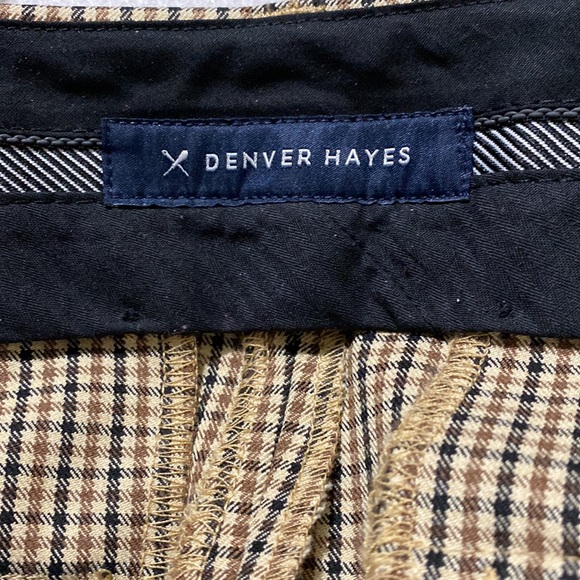 Denver Hayes Brown Black Cream Houndstooth Print Trouser Pants Women Size 10x27 - Picture 11 of 12